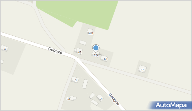 Gorzyce, Gorzyce, 62A, mapa Gorzyce