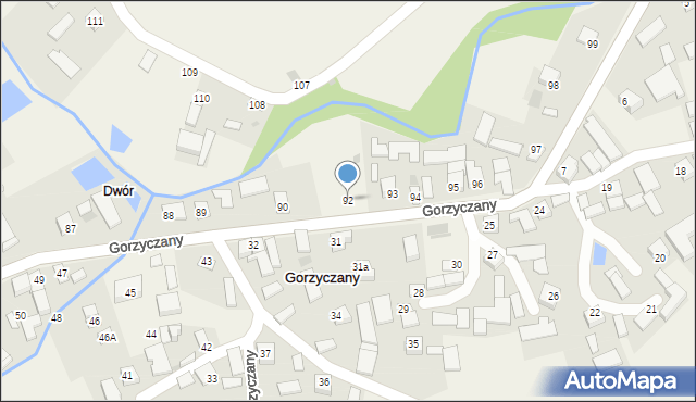 Gorzyczany, Gorzyczany, 92, mapa Gorzyczany