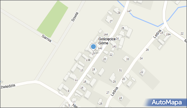 Gościęcice, Górna, 17, mapa Gościęcice