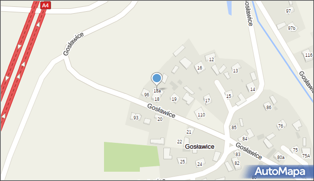 Gosławice, Gosławice, 18a, mapa Gosławice