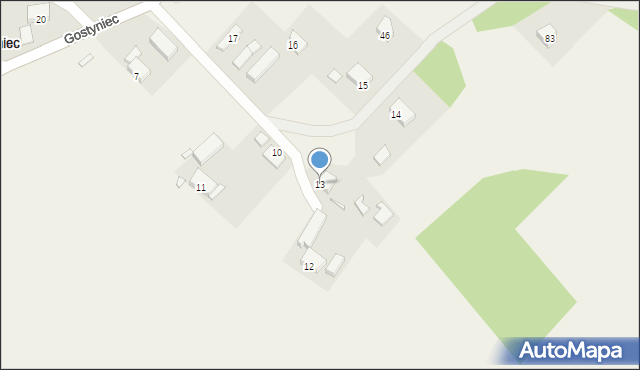 Gostyniec, Gostyniec, 13, mapa Gostyniec