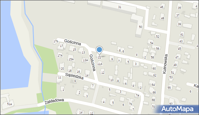 Gostynin, Gościnna, 11, mapa Gostynin