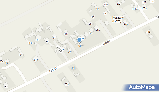 Gózd, Gózd, 92, mapa Gózd