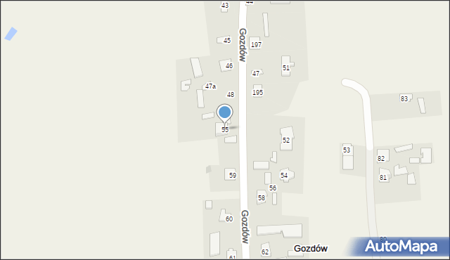 Gozdów, Gozdów, 55, mapa Gozdów