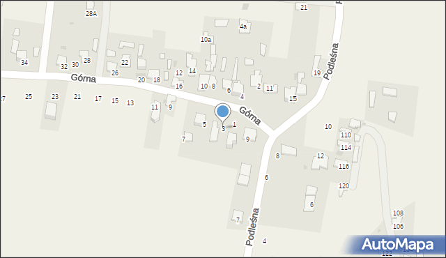 Grądy, Górna, 3, mapa Grądy