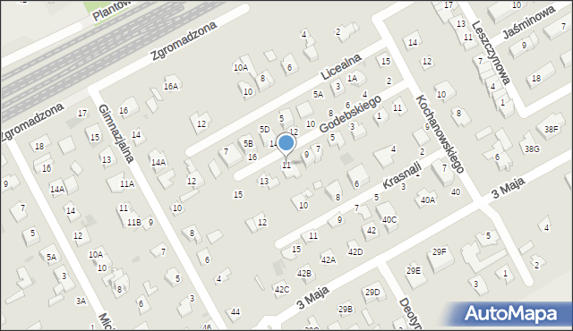 Grodzisk Mazowiecki, Godebskiego Cypriana, 11, mapa Grodzisk Mazowiecki