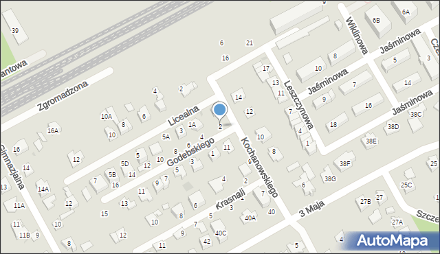 Grodzisk Mazowiecki, Godebskiego Cypriana, 2, mapa Grodzisk Mazowiecki