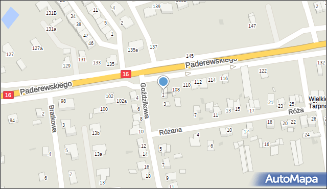 Grudziądz, Goździkowa, 1, mapa Grudziądza