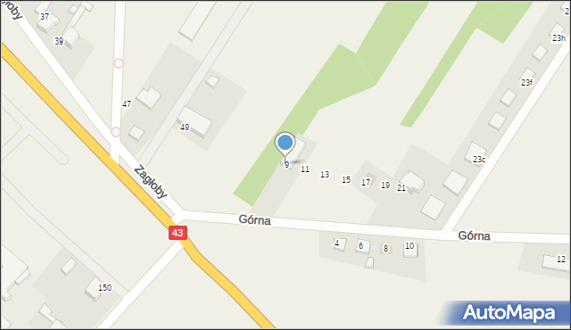 Gruszewnia, Górna, 9, mapa Gruszewnia