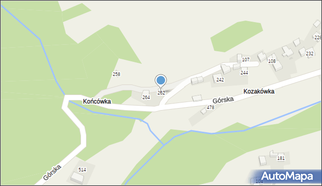 Harbutowice, Górska, 262, mapa Harbutowice