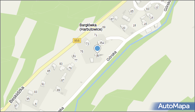 Harbutowice, Górska, 30, mapa Harbutowice