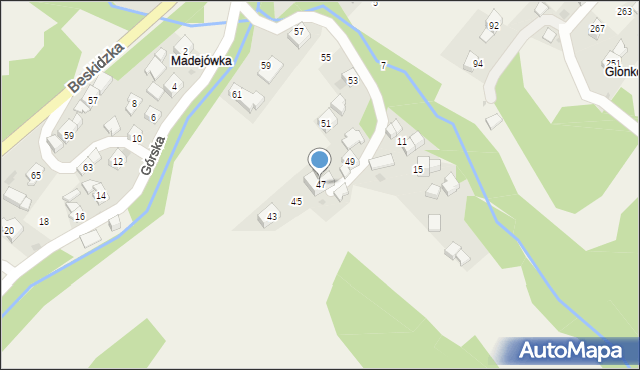 Harbutowice, Górska, 47, mapa Harbutowice