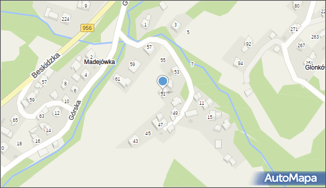 Harbutowice, Górska, 51, mapa Harbutowice