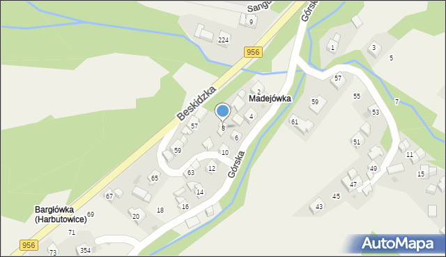 Harbutowice, Górska, 8, mapa Harbutowice
