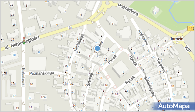 Jarocin, Gołębia, 2, mapa Jarocin