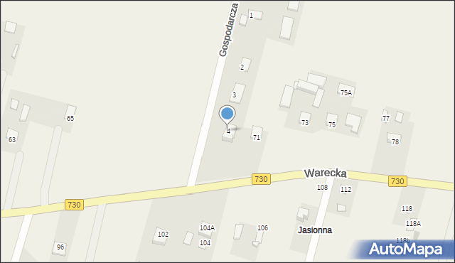 Jasieniec, Gospodarcza, 4, mapa Jasieniec
