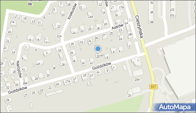 Jastrzębie-Zdrój, Goździków, 10, mapa Jastrzębie-Zdrój