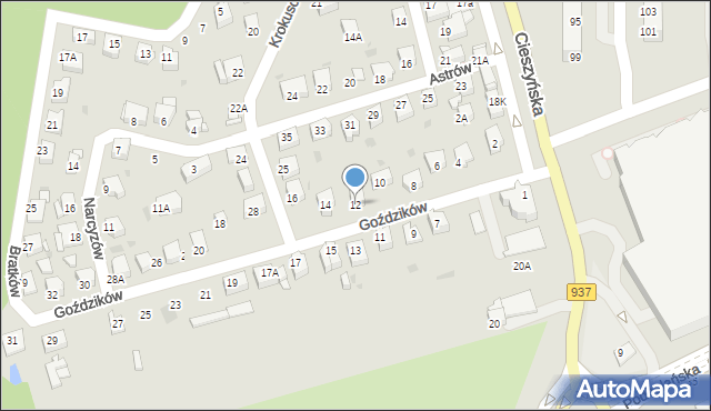 Jastrzębie-Zdrój, Goździków, 12, mapa Jastrzębie-Zdrój