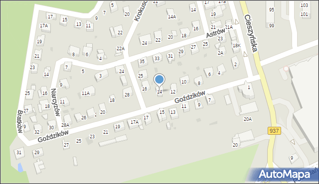 Jastrzębie-Zdrój, Goździków, 14, mapa Jastrzębie-Zdrój