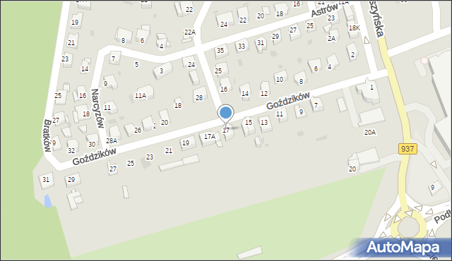 Jastrzębie-Zdrój, Goździków, 17, mapa Jastrzębie-Zdrój