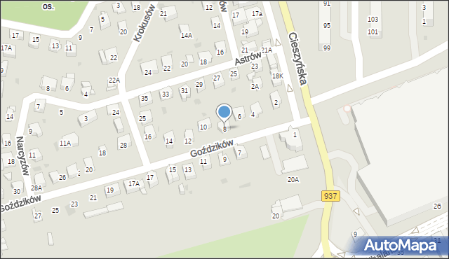 Jastrzębie-Zdrój, Goździków, 8, mapa Jastrzębie-Zdrój