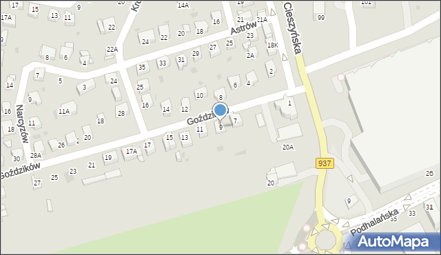 Jastrzębie-Zdrój, Goździków, 9, mapa Jastrzębie-Zdrój