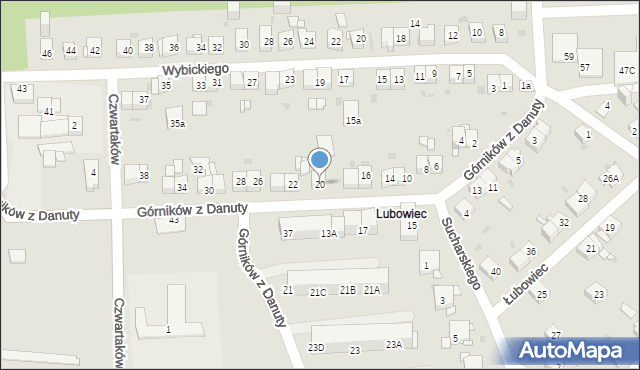 Jaworzno, Górników z Danuty, 20, mapa Jaworzno