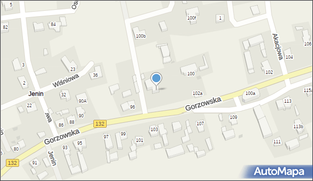 Jenin, Gorzowska, 100a, mapa Jenin