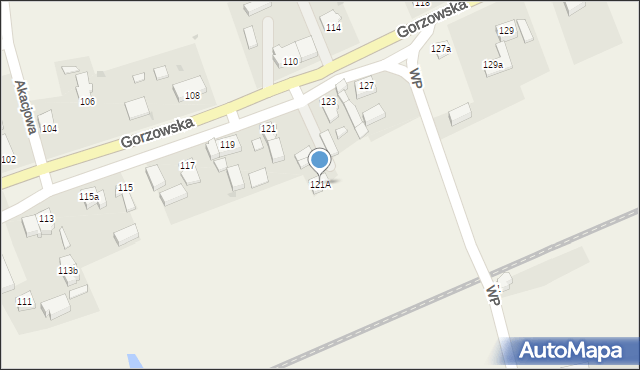 Jenin, Gorzowska, 121A, mapa Jenin