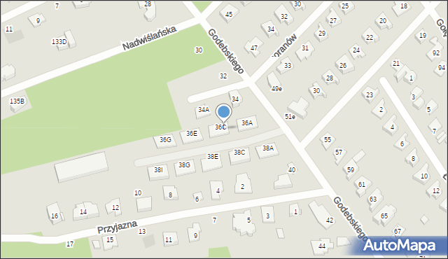 Józefów, Godebskiego Cypriana, 36C/D, mapa Józefów