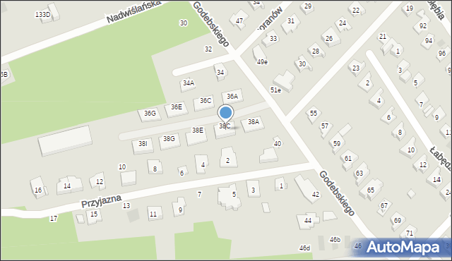 Józefów, Godebskiego Cypriana, 38C/D, mapa Józefów