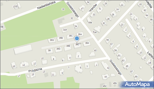 Józefów, Godebskiego Cypriana, 38C, mapa Józefów