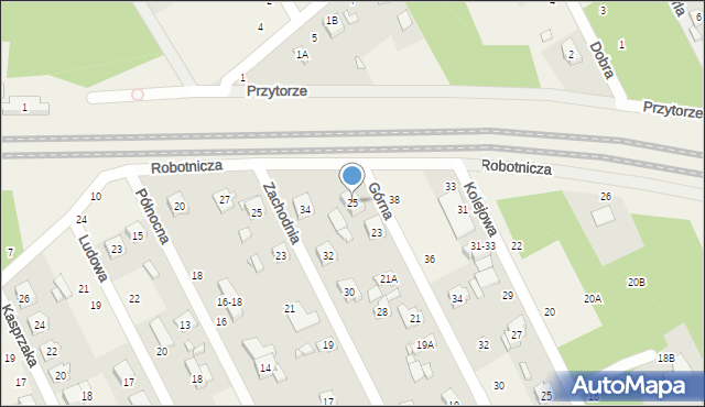 Justynów, Górna, 25, mapa Justynów
