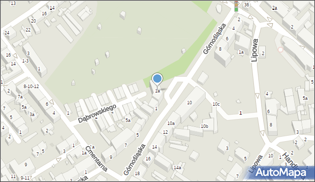 Kalisz, Górnośląska, 1a, mapa Kalisza