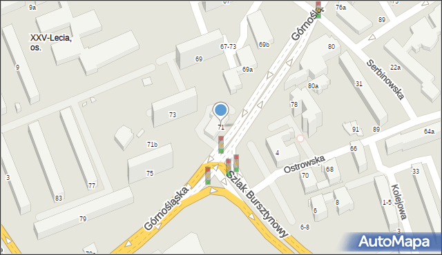 Kalisz, Górnośląska, 71, mapa Kalisza