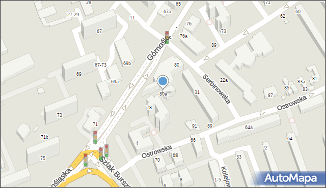 Kalisz, Górnośląska, 80a, mapa Kalisza