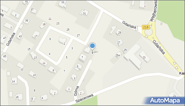 Karczemki, Górna, 9, mapa Karczemki