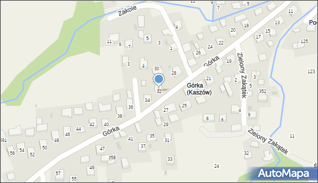 Kaszów, Górka, 32, mapa Kaszów