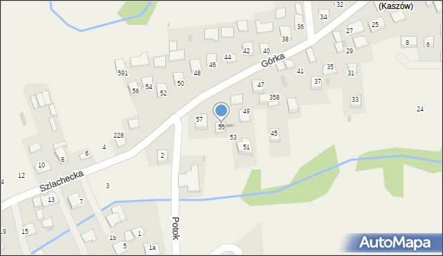Kaszów, Górka, 55, mapa Kaszów
