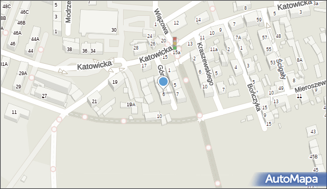 Katowice, Górna, 6, mapa Katowic