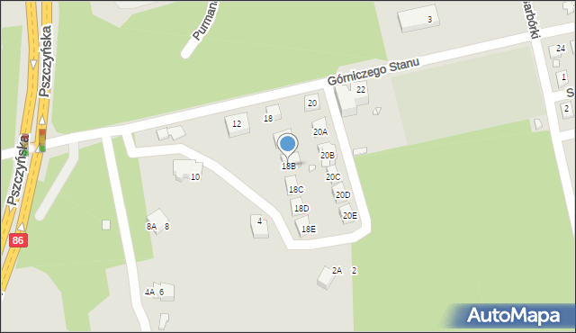 Katowice, Górniczego Stanu, 18B, mapa Katowic