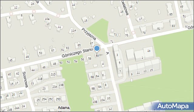 Katowice, Górniczego Stanu, 60, mapa Katowic
