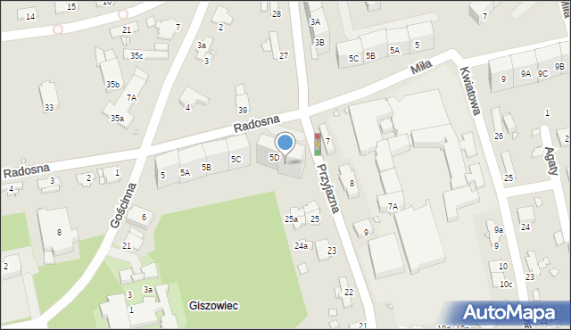 Katowice, Gościnna, 5E, mapa Katowic