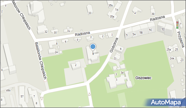 Katowice, Gościnna, 8, mapa Katowic