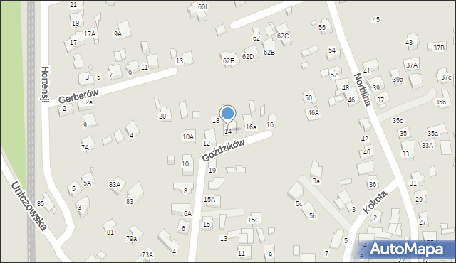 Katowice, Goździków, 14, mapa Katowic