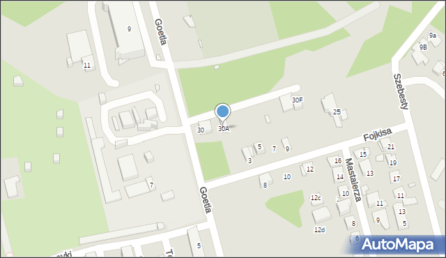 Katowice, Goetla Walerego, 30A, mapa Katowic
