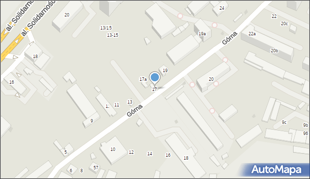 Kielce, Górna, 17, mapa Kielc