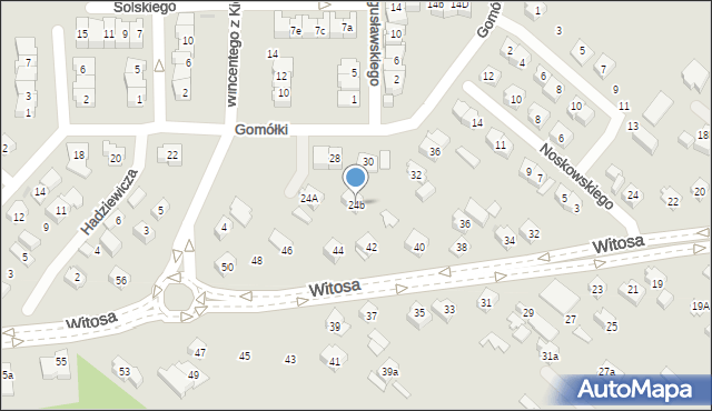 Kielce, Gomółki Mikołaja, 24b, mapa Kielc
