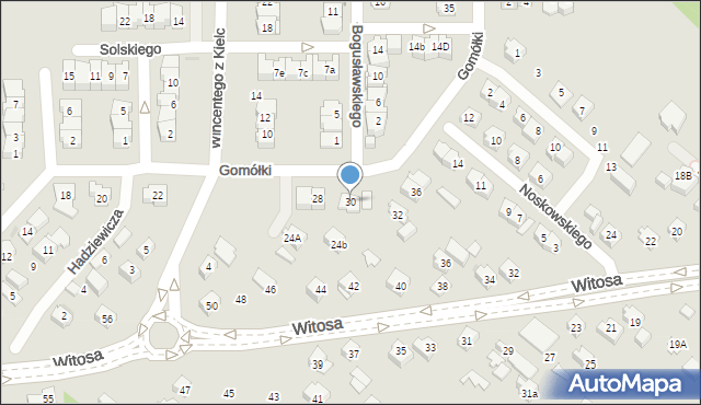 Kielce, Gomółki Mikołaja, 30, mapa Kielc