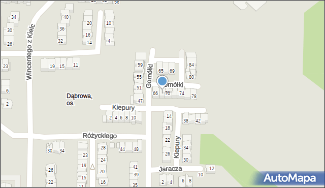 Kielce, Gomółki Mikołaja, 68, mapa Kielc